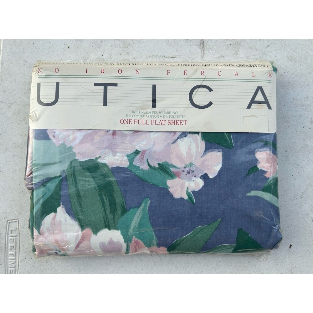 Vintage Utica Full Flat Sheet No Iron Percale Villa Floral Victorian Granny